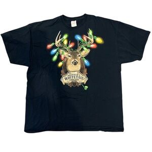 Dec.25 2XL Dreaming Of A Whitetail Christmas Black Shortsleeve T-Shirt